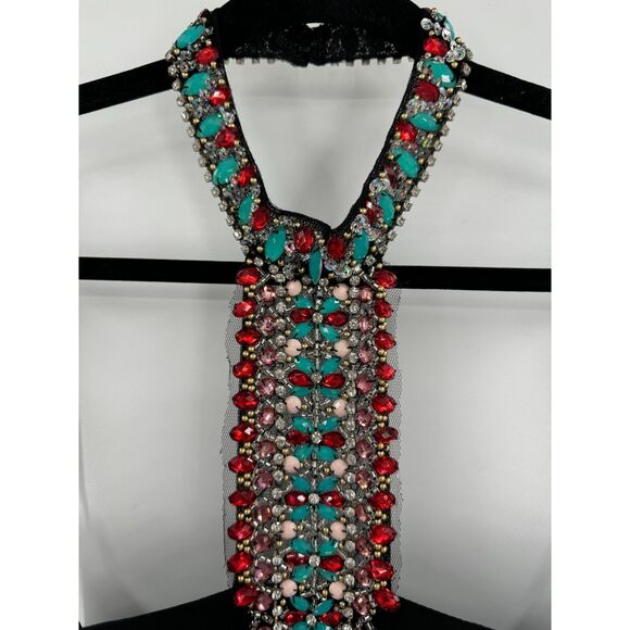 RACHEL ALLAN Black Beaded Choker Halter Top Backless Princess 2090 Prom Dress 8 - Picture 5 of 9